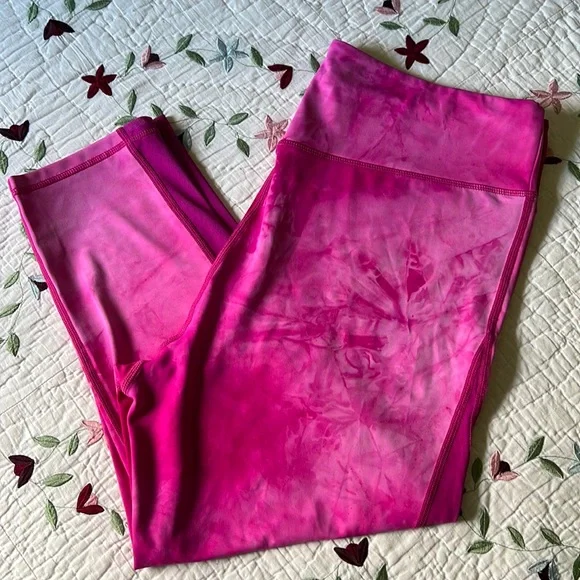 Zyia Light n Tight Fuchsia Pink Hendrix Mesh Tie Dye Crop Leggings Size 20 - Picture 2 of 6